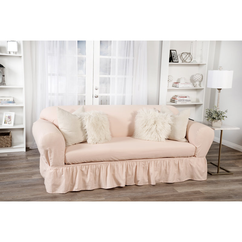 August Grove Sofa Skirted Box Cushion Sofa Slipcover & Reviews Wayfair.ca